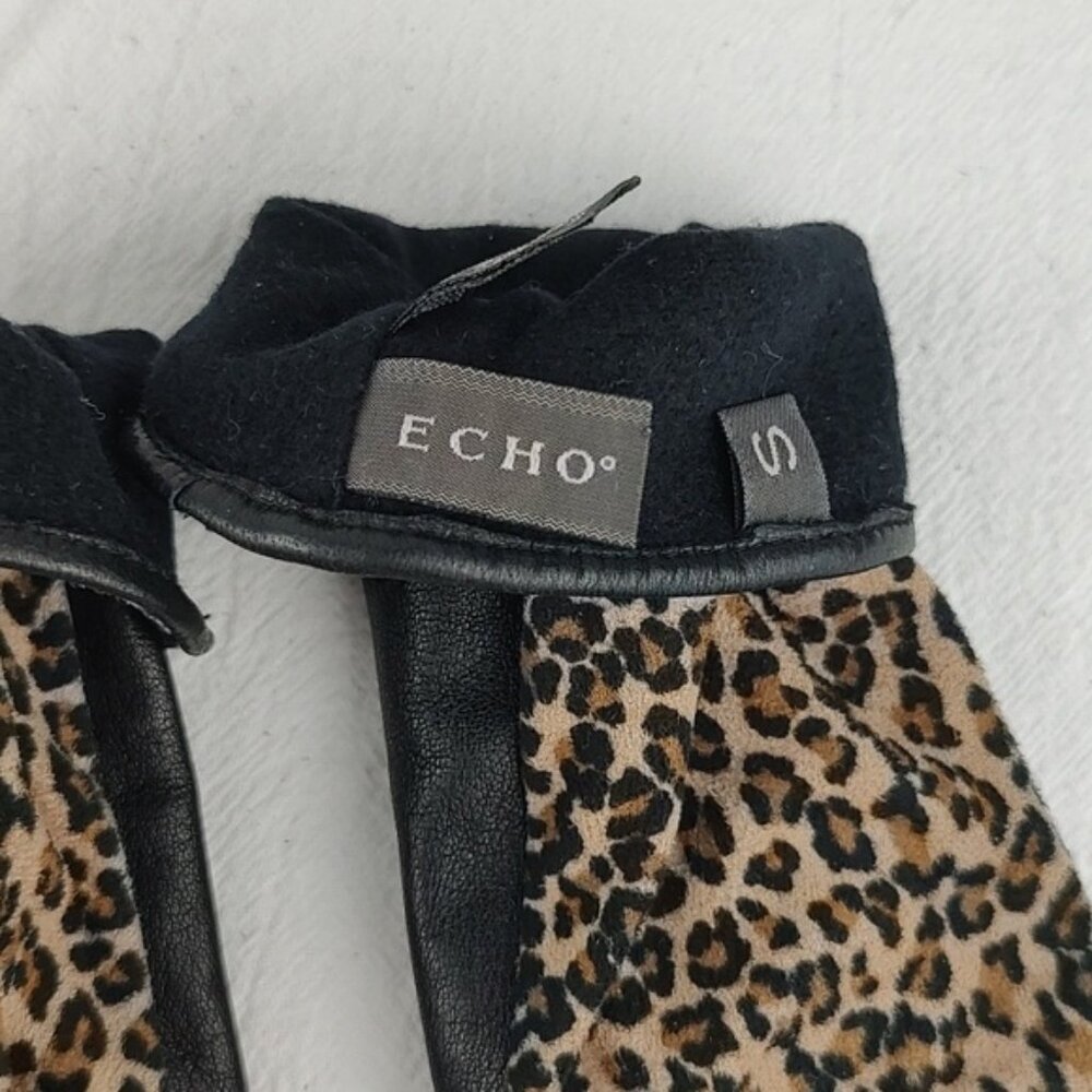 Leather Blend Animal Print Gloves EUC Echo Size Small Y2k - Picture 3 of 10